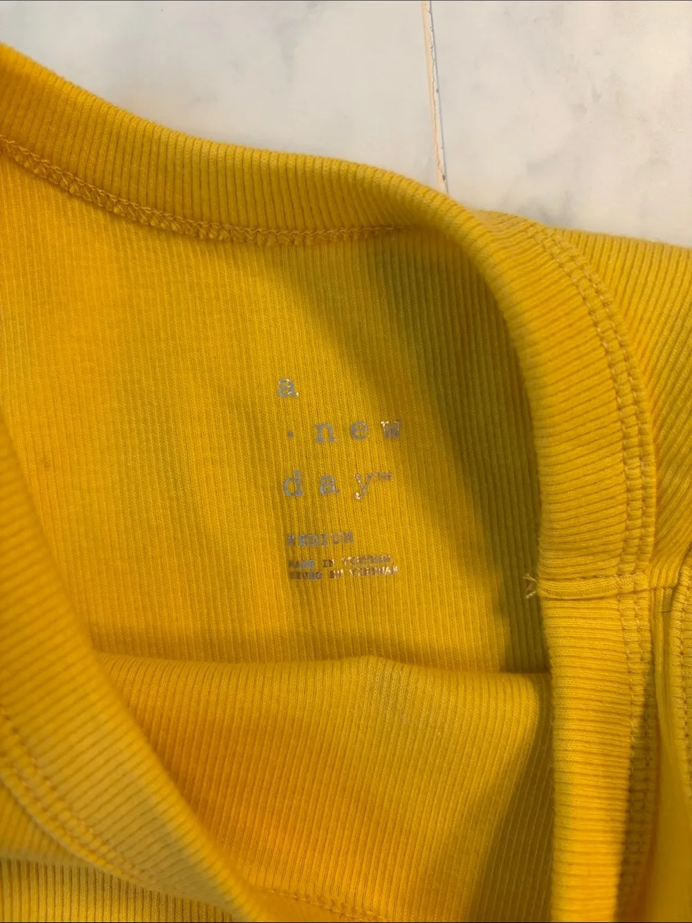 a new day Yellow Ribbed Tank Top with embroidered Aperol spiritz - Picture 2 of 3